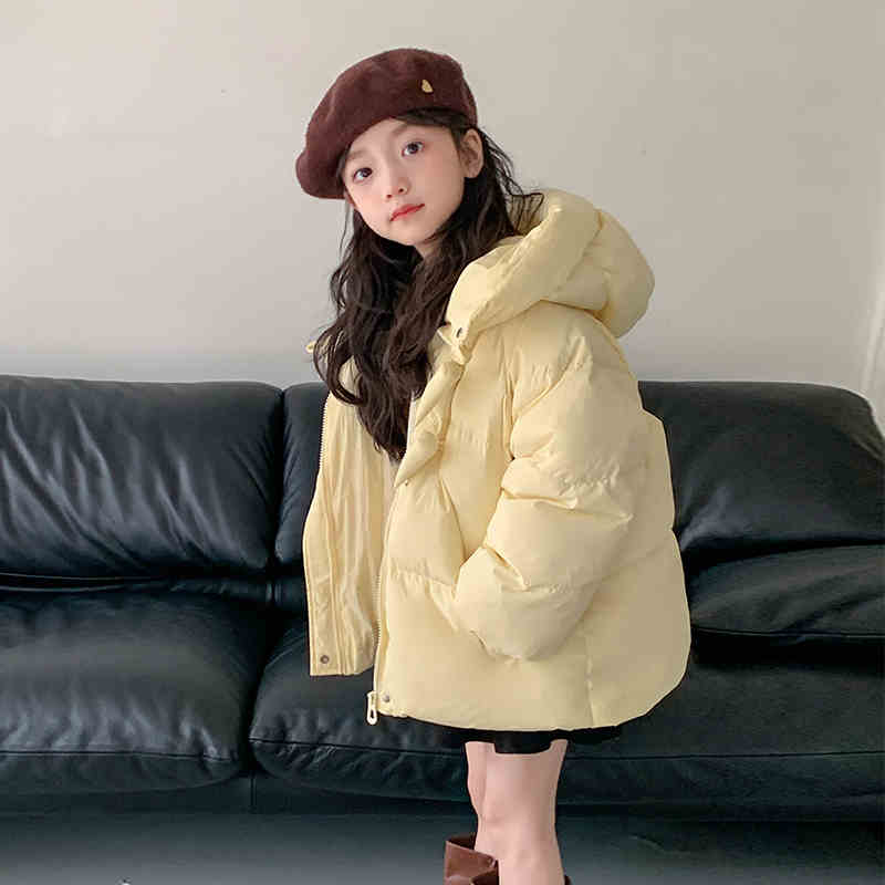 女童冬装2025新款儿童羽绒服女宝宝中大童加厚白鸭绒短款连帽外套