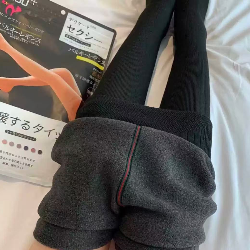 Li · Studio 婴儿绒棉竖条连脚袜女高弹微压瘦腿保暖连裤打底袜