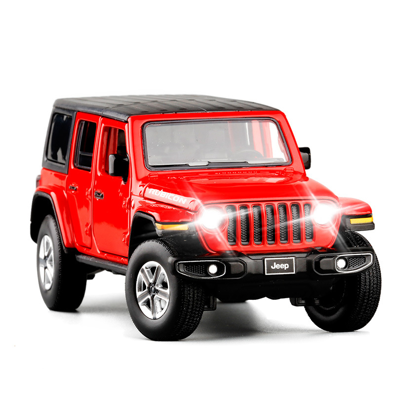 JKM1/32 JEEP撒哈拉牧马人合金车模六开转向避震声光模型玩具