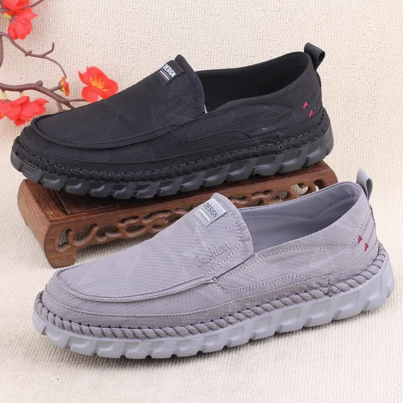 春秋荣顺老北京布鞋男鞋雨伞布手工开车鞋一脚蹬透气男生运动鞋