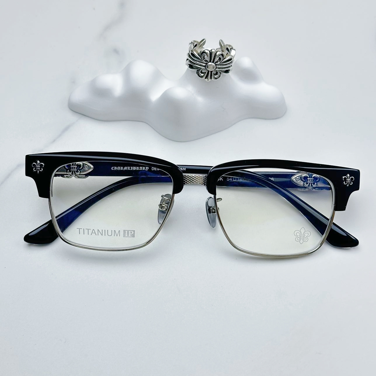 【高版轲罗钛刀】重工钛刀半框潮流斯文败类全框男