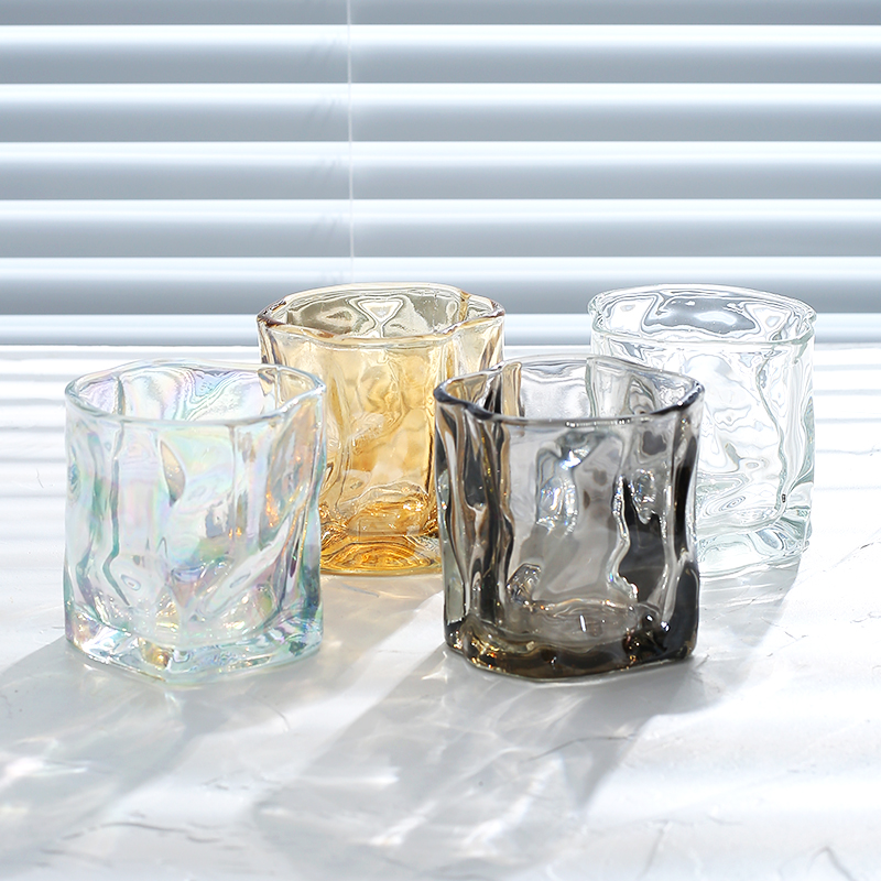 【4只】威士忌喝水杯扭扭杯玻璃杯网红高颜值水杯ins风玻璃杯子家用