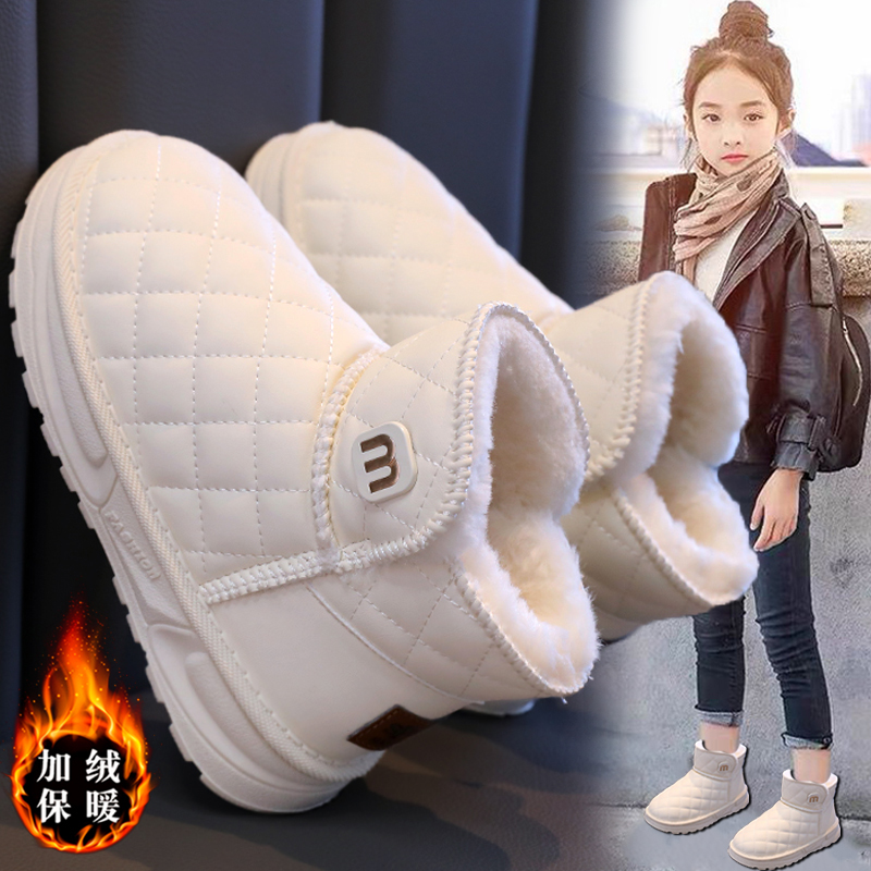 回力瑞女童雪地靴2023冬季儿童保暖棉鞋女大童12-15岁防滑大棉靴