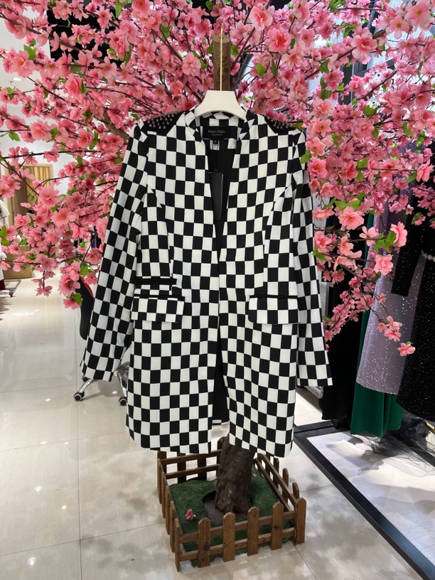 30112-G-1-1-1 黑白格子宽松休闲女款西装春秋松弛中性风穿搭外套