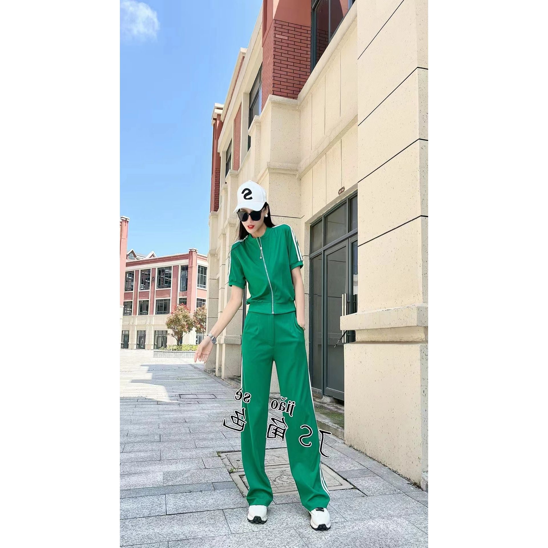 0970-B-4-3-3  2023夏天新款韩版时尚宽松显瘦百搭女休闲运动套装