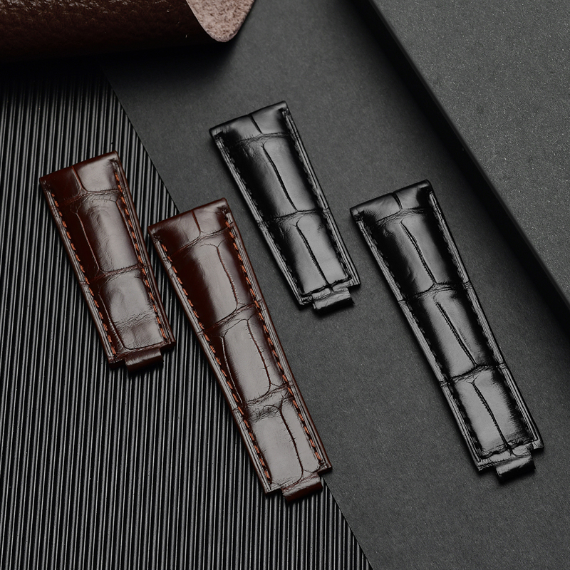 适配于劳力士迪通拿水鬼切利尼等系列鳄鱼皮手工高级定制表带