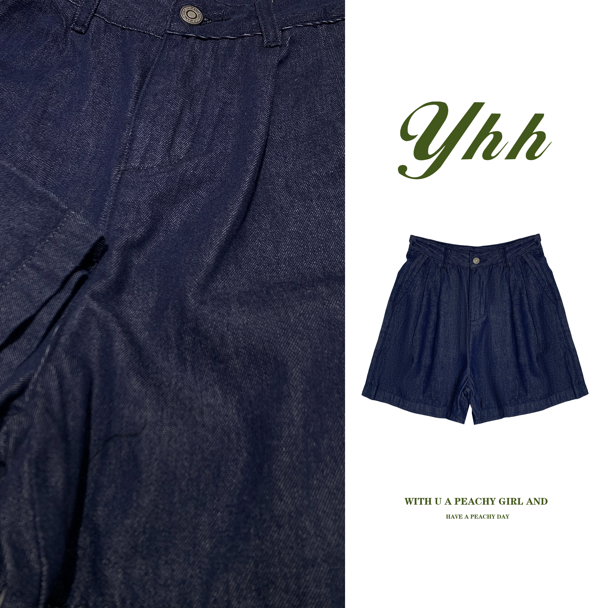 【YHH】夏季时尚百搭深蓝休闲短裤-YHK4177
