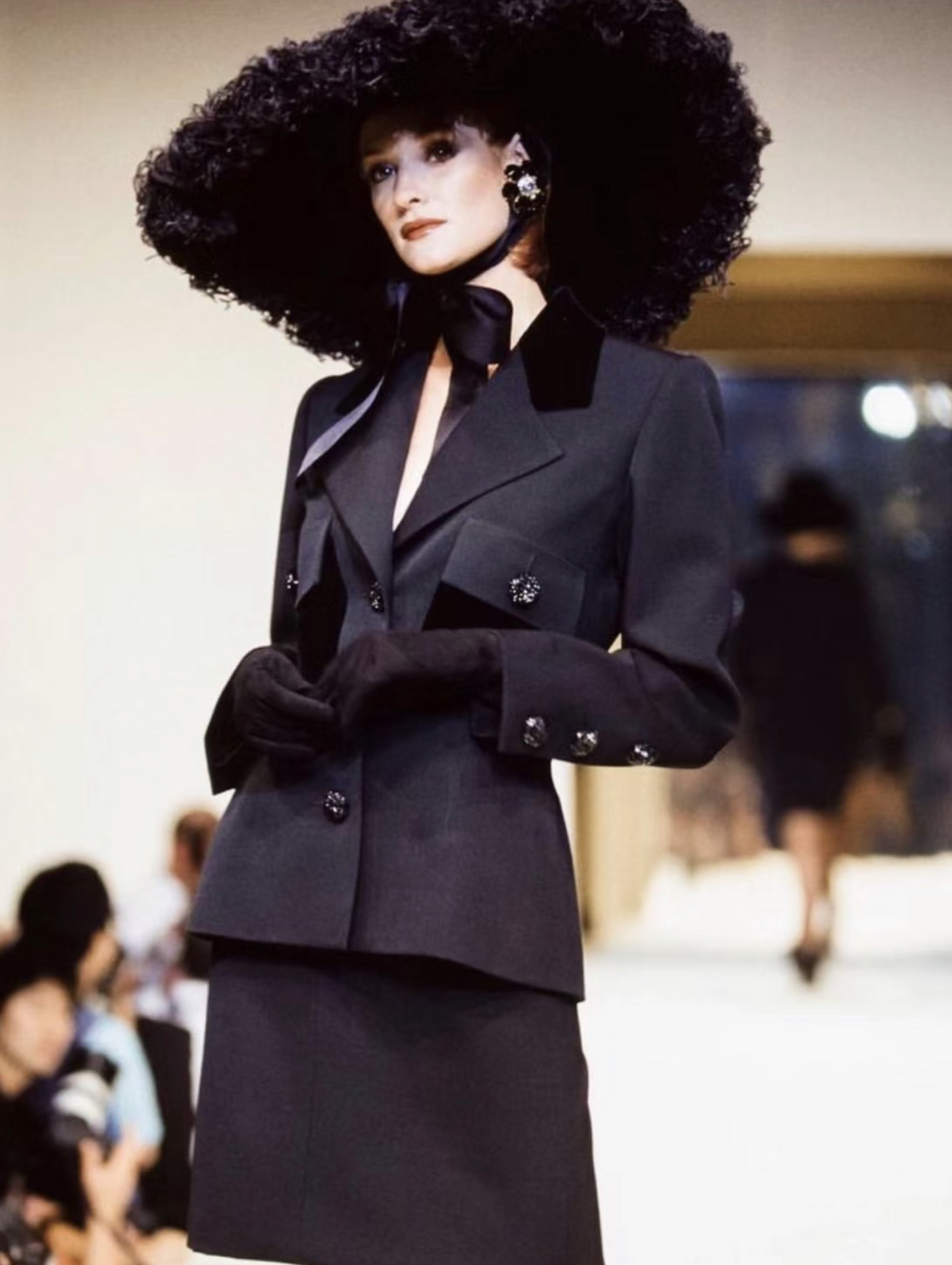 Vintage中古日式复古秋冬黑色套装外套气质修身连衣裙