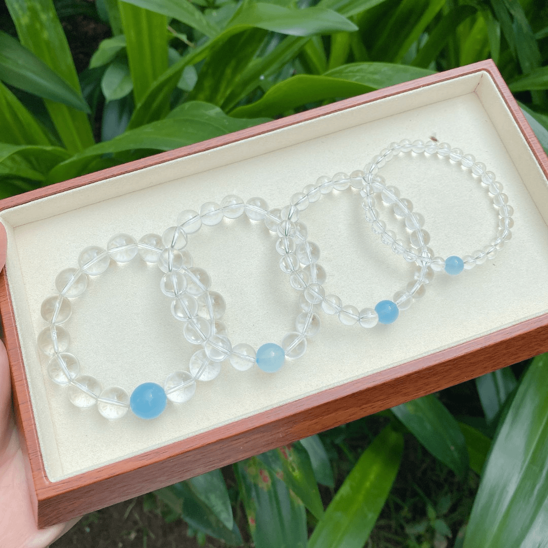 赵露思同款手串8A级纯净体白水晶手串手链搭配清新圆珠简约叠戴