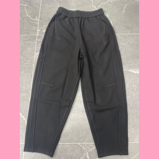 加绒黄线拼接休闲小黑裤时尚百搭显瘦哈伦裤