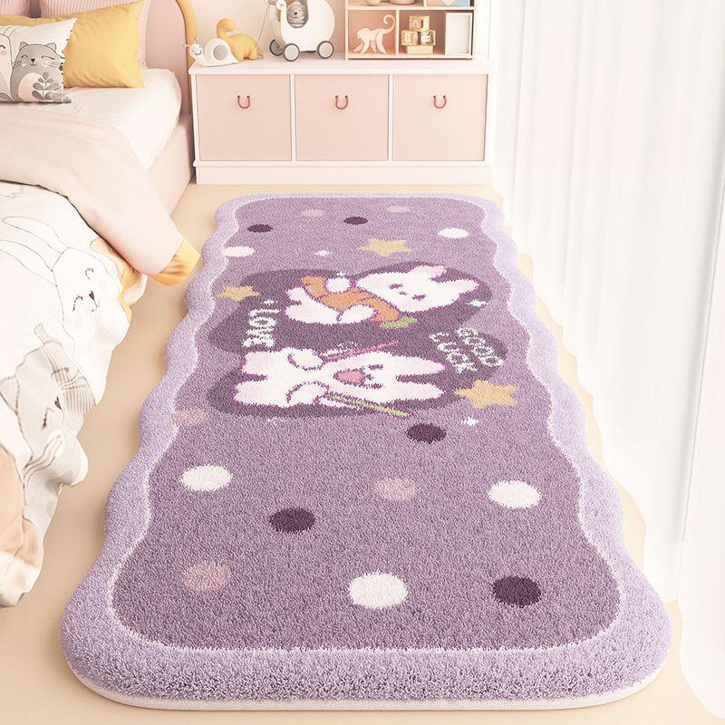儿童房间床边地毯卡通客厅卧室床前毛绒脚垫家用加厚可机洗地垫