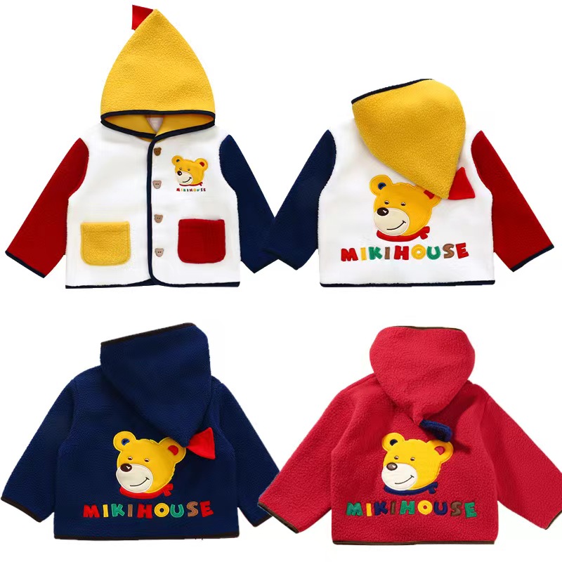 新款加绒加厚MK儿童秋冬保暖卡通熊爷爷巫师帽冬季外套