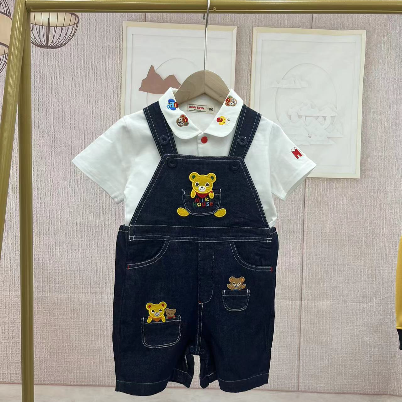 儿童夏季休闲宝宝连体黄色口袋熊卡通背带裤（浅）71701（深）71691