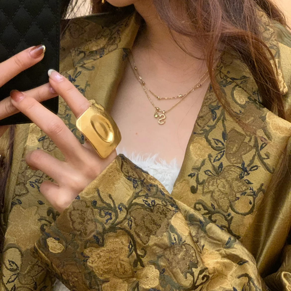 合金戒指 1423简约气质开口可调节轻奢戒指 -Q