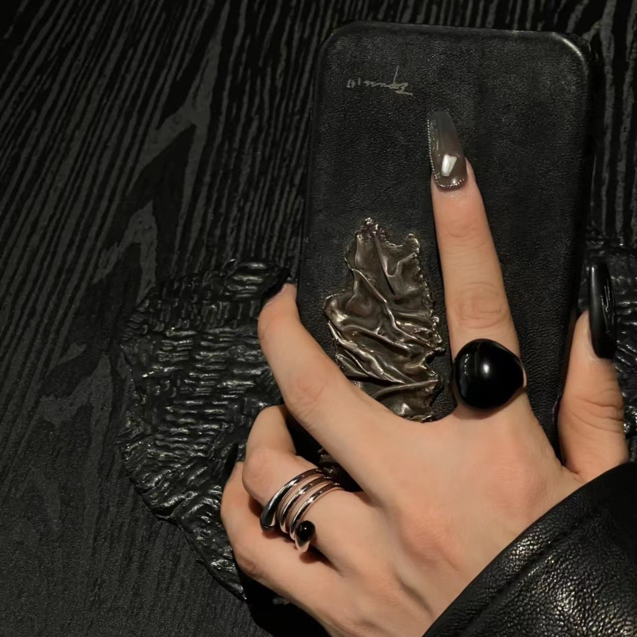 合金戒指 1423定制 小众百搭manao简约个性不规则水滴戒指 -Q