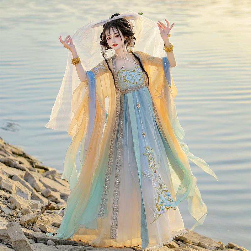 洛神专属汉旭原创【仙姝】唐制诃子裙汉服女仙气破袖刺绣2024新款