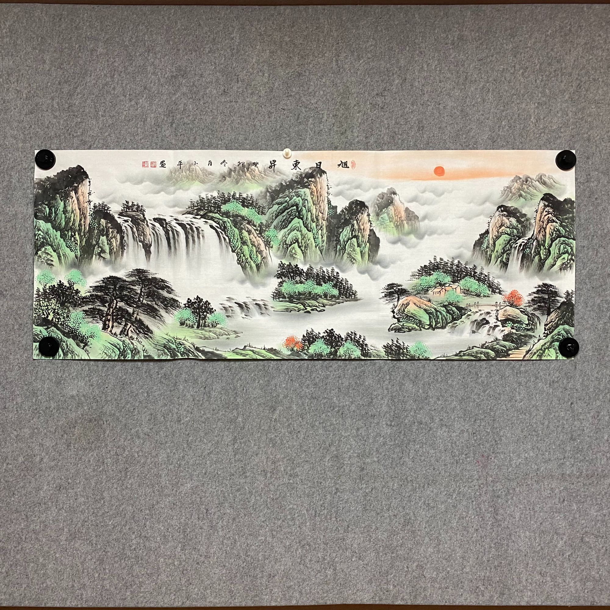 国画—旭日东升周小平老师纯手绘小六尺1.8/0.7米绘画画芯