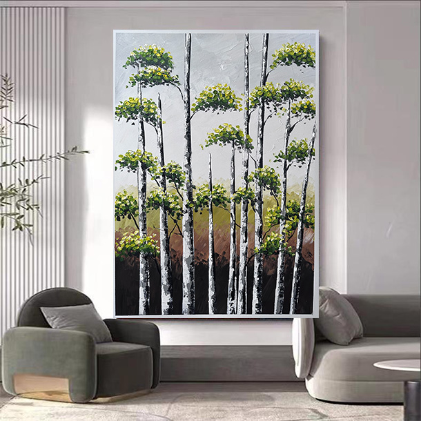 【万木成林】 沙发背景竖款大落地挂画现代简约油画客厅壁画手绘