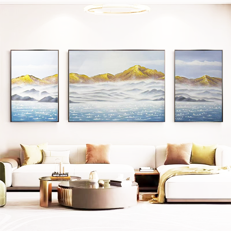 《雪峰草甸》简约现代客厅装饰画背景墙肌理手工