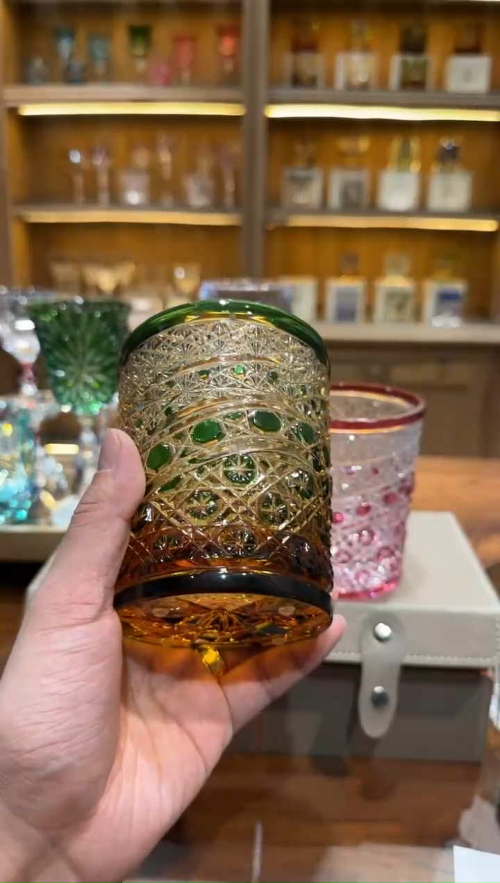 【闪购商品】捷克水晶海洋琥珀金红一对