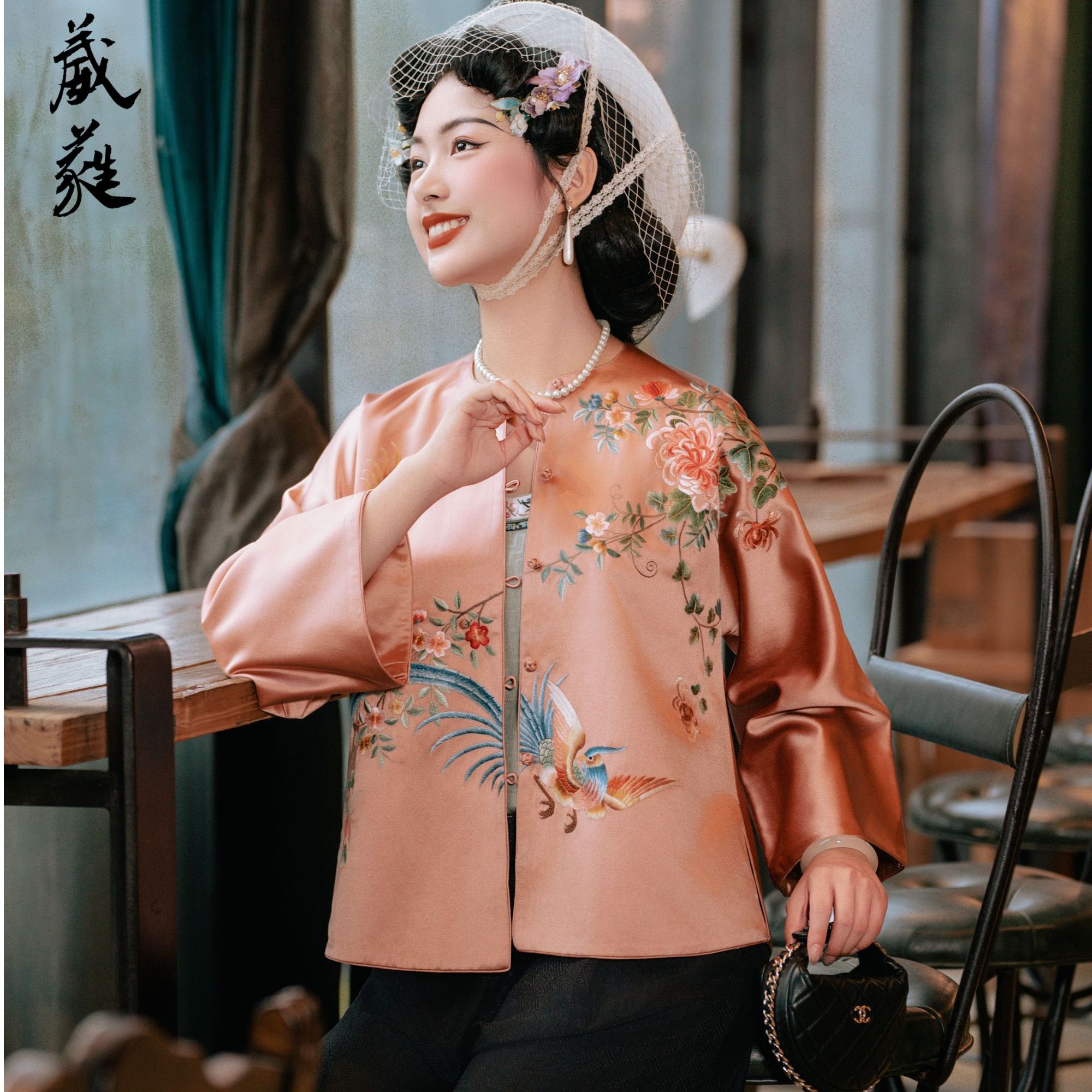 绶带鸟手绣圆领对襟上衣福利特卖款（胸围120，衣长68）