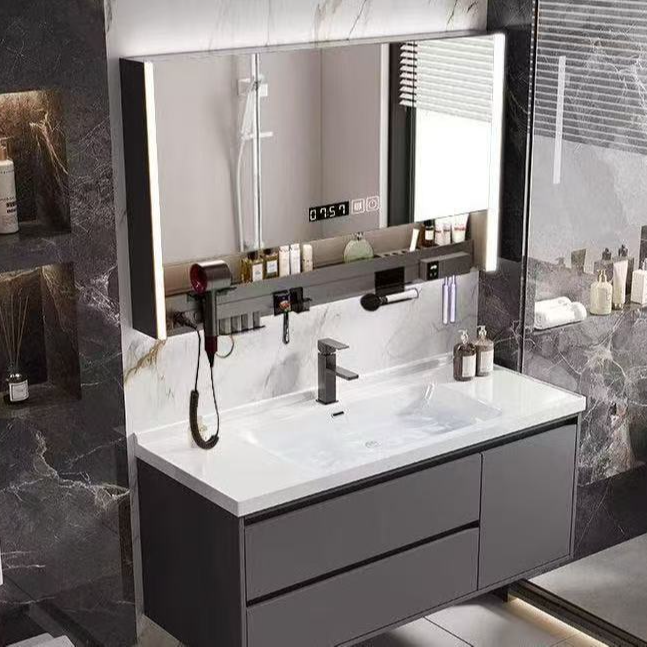 【陶瓷一体盆】免漆防水防潮实木多层多功能置物架浴室柜洗手洗漱盆