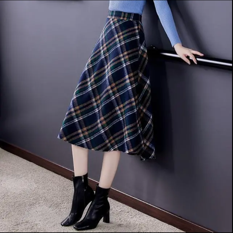 （主播专属链接 下单备注编号）秋冬新款时尚格子毛呢半身裙