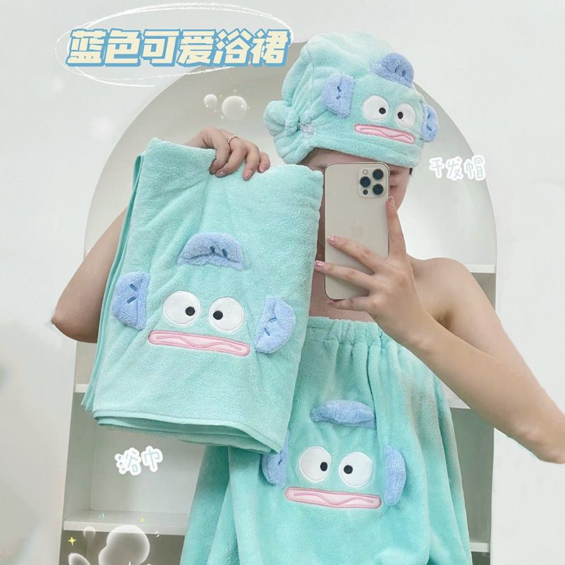 【可穿可裹珊瑚绒浴巾】女毛巾干发帽三件套新款高颜值大人吸水浴裙