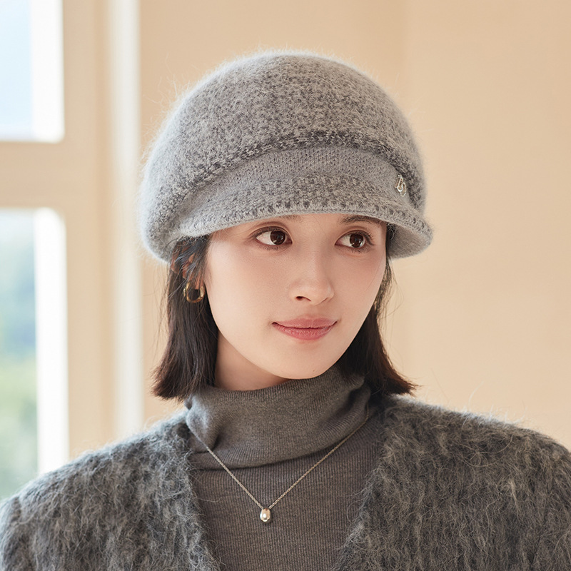 毛线帽中老年人加厚奶奶鸭舌帽秋冬季妈妈帽子女士防寒针织保暖兔