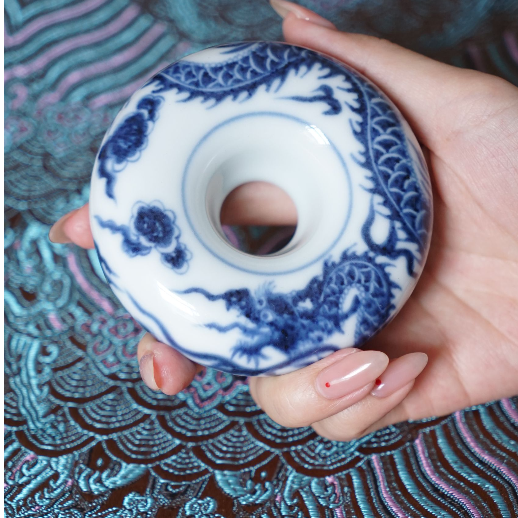 【澄观】-青花龙纹陶瓷盖置