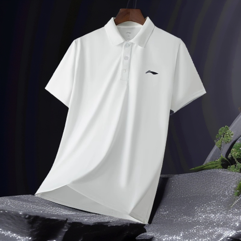 李宁翻领短袖POLOT恤男女商务2025夏季 宽松透气运动上衣半袖速干