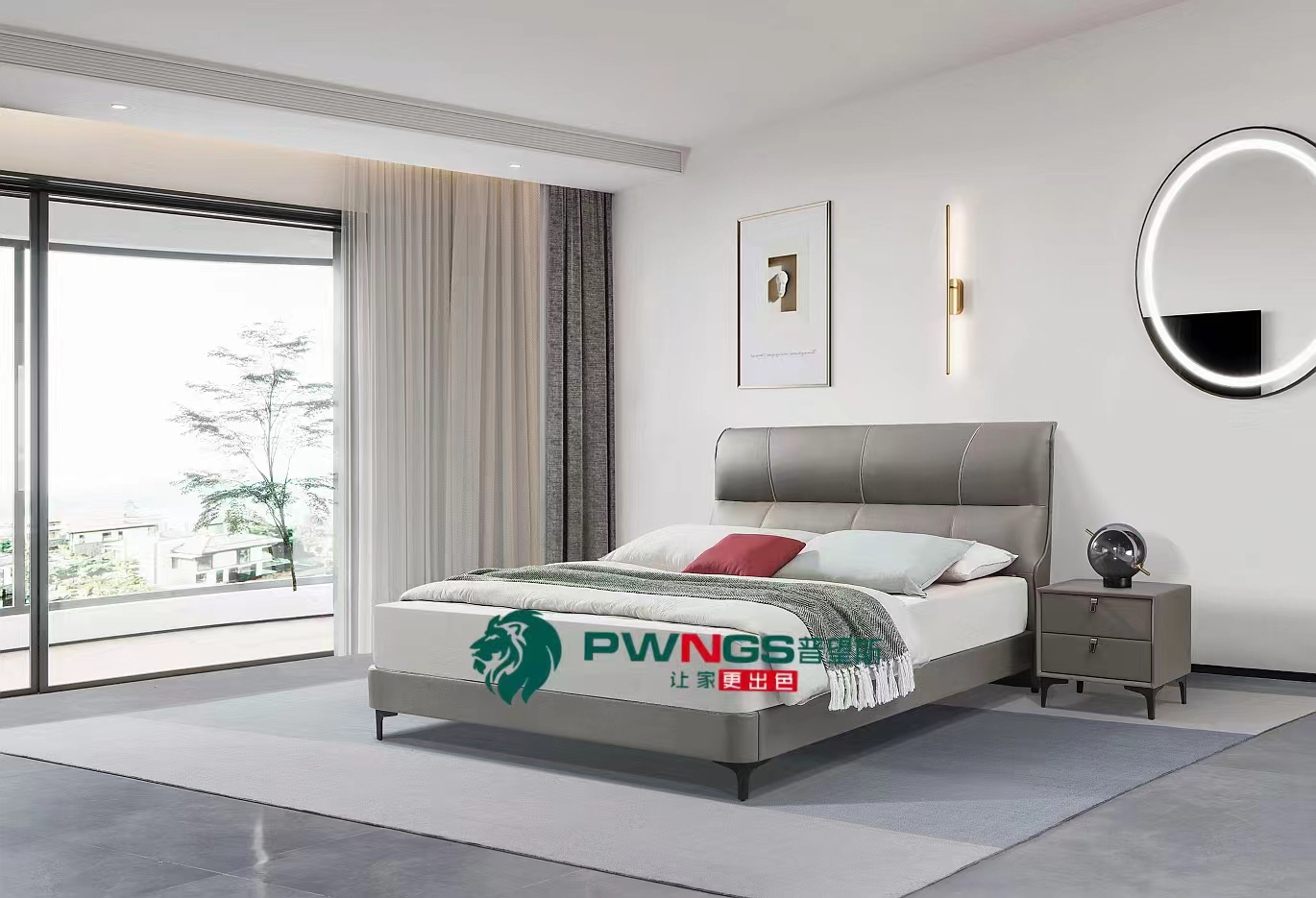 简约时尚科技布大床