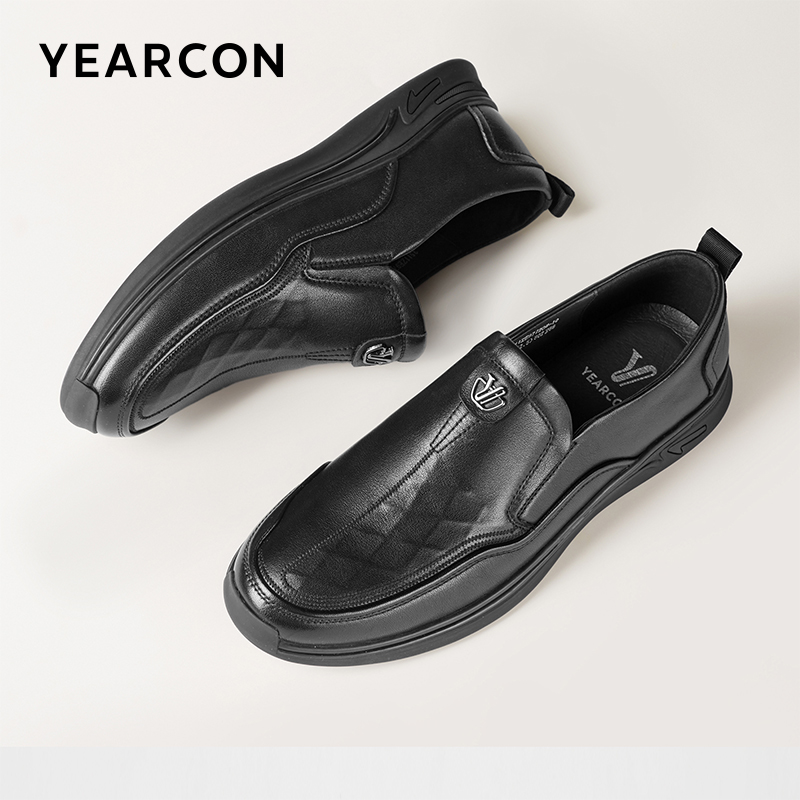 YEARCON/意尔康休闲男皮鞋舒适时尚百搭黑色软底春季97720W