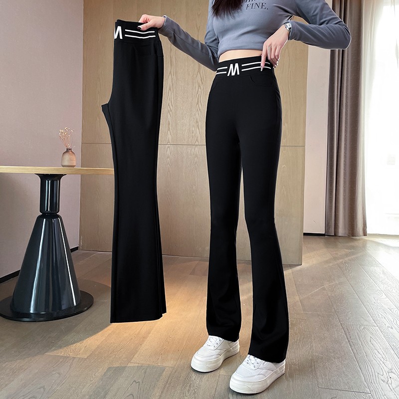 喇叭裤女春秋2024新款爆款高腰显瘦女士阔腿九分休闲西装微喇裤子