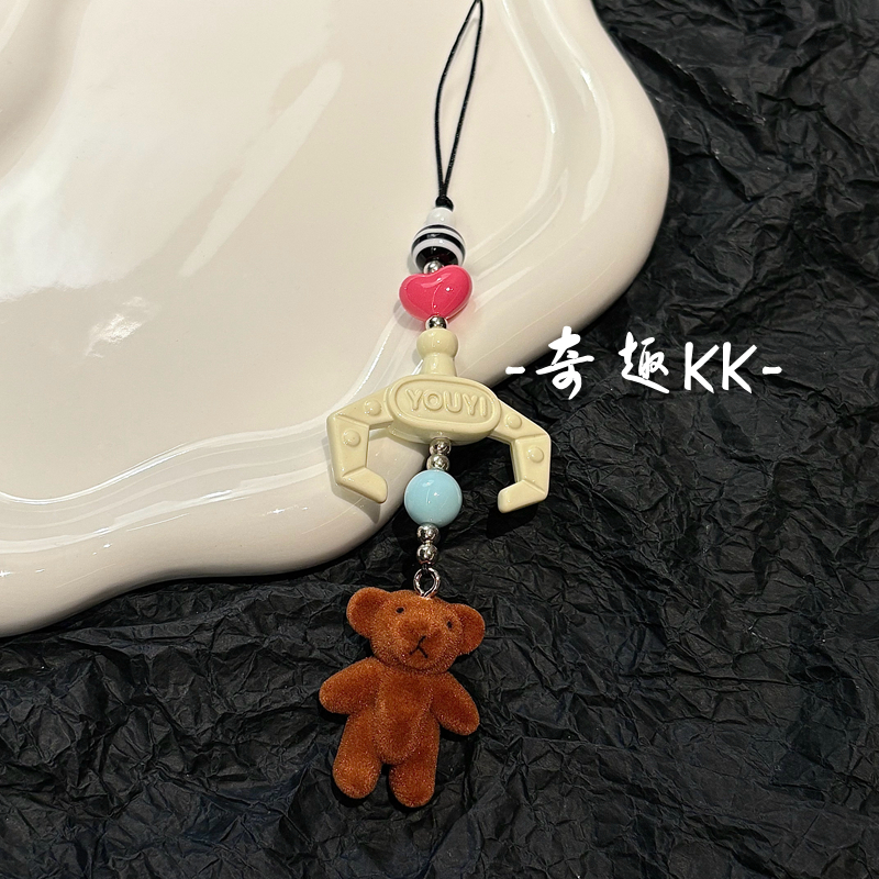 原创自制ins风抓只小熊串珠挂坠ccd相机挂饰钥匙手机壳挂绳可爱女