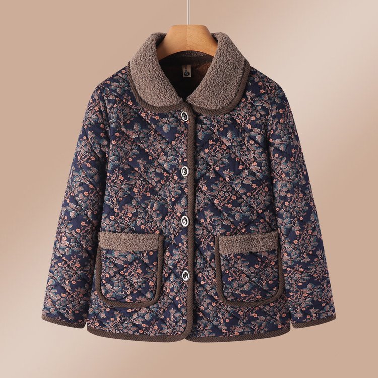 中老年女装穿搭2024年气质短款妈妈装洋气加绒老年人加厚保暖棉衣