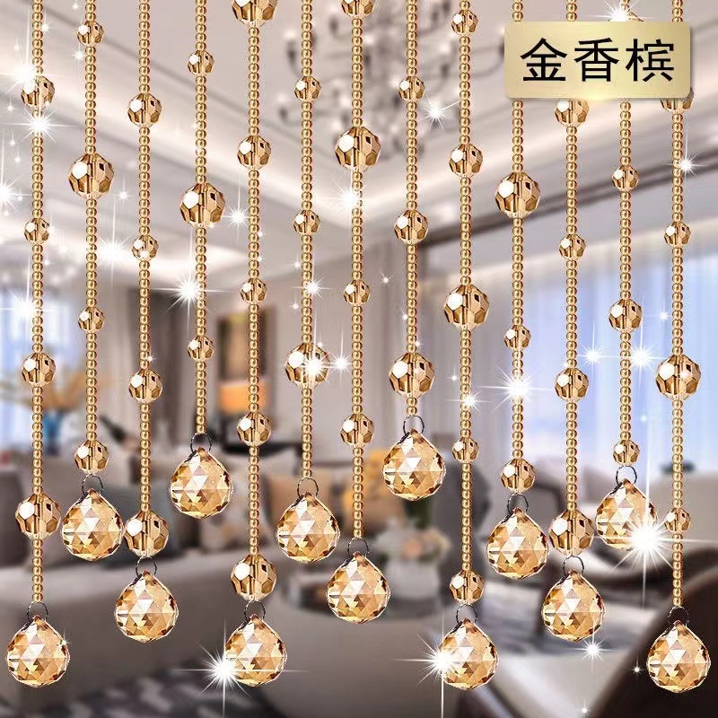 水晶珠帘新款欧美隔断帘卧室过道玄关厕所客厅风水装饰免打孔门帘