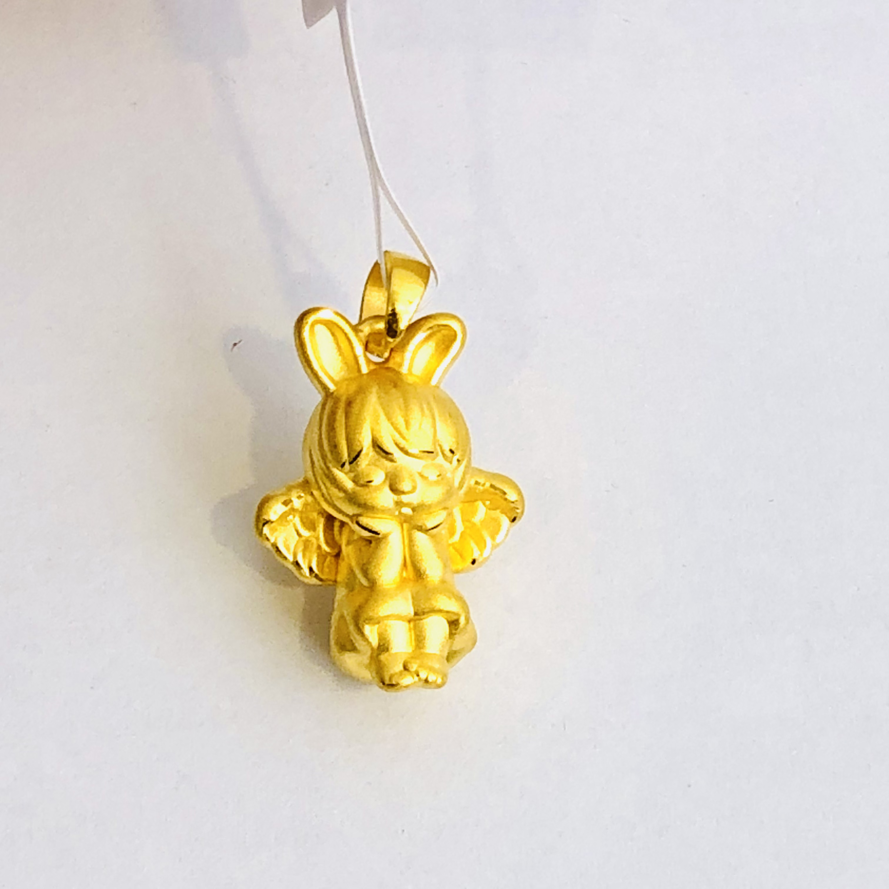 萃华足金小天使吊坠3D硬金工艺