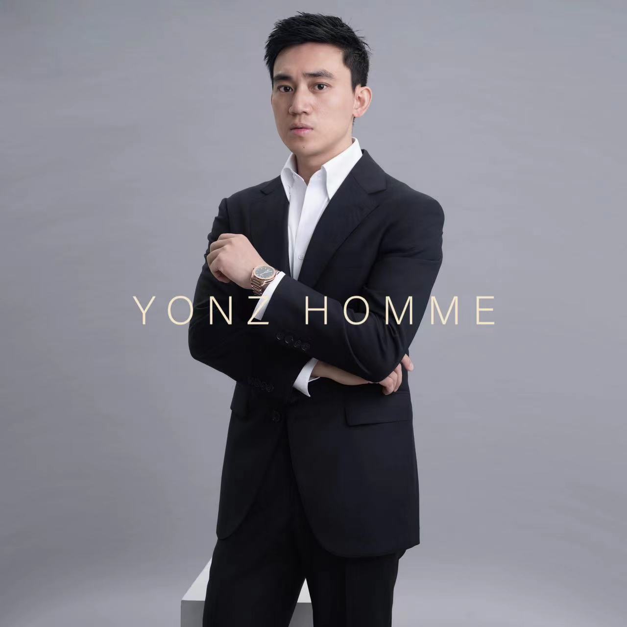 YONZ HOMME平驳领纯黑色男士套西全羊毛VBC面料手工半麻衬修身
