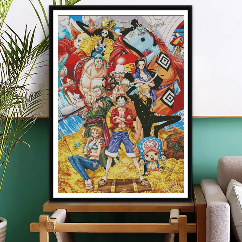 海贼王启航十字绣2023新款自绣手工客厅卧室可爱卡通乔巴全家福