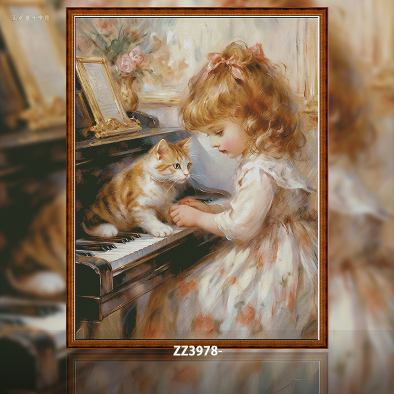 【ZZ3978-陪伴】十字绣2023新款欧式油画自己绣小幅人物可爱女孩