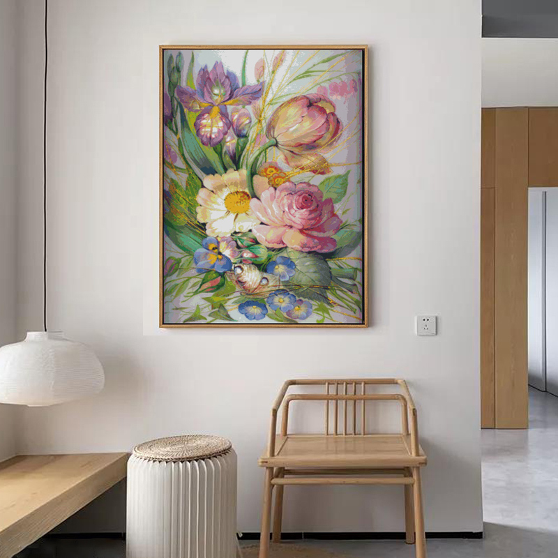 【娇艳的花朵】2022新款十字绣清新印花现代简约客厅