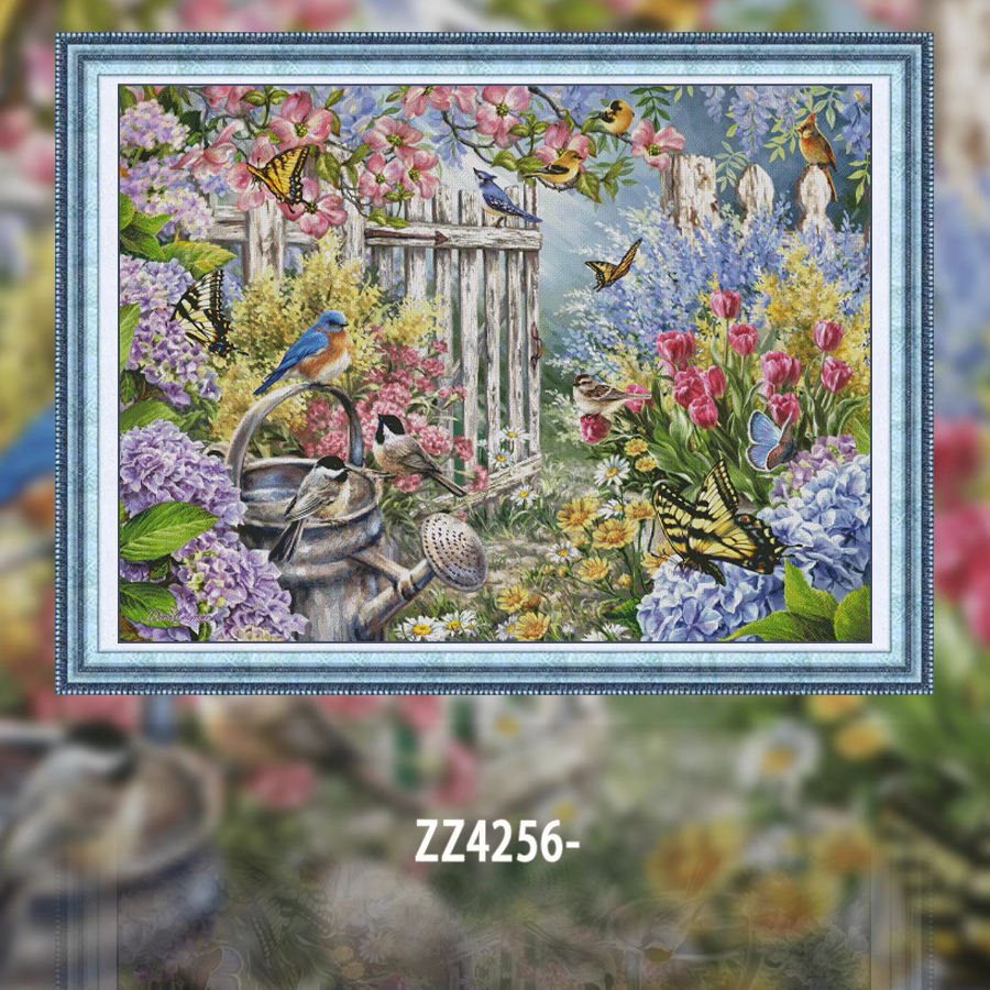 【ZZ4256-栅栏外】十字绣2023新款花卉客厅卧室餐厅动物花鸟油