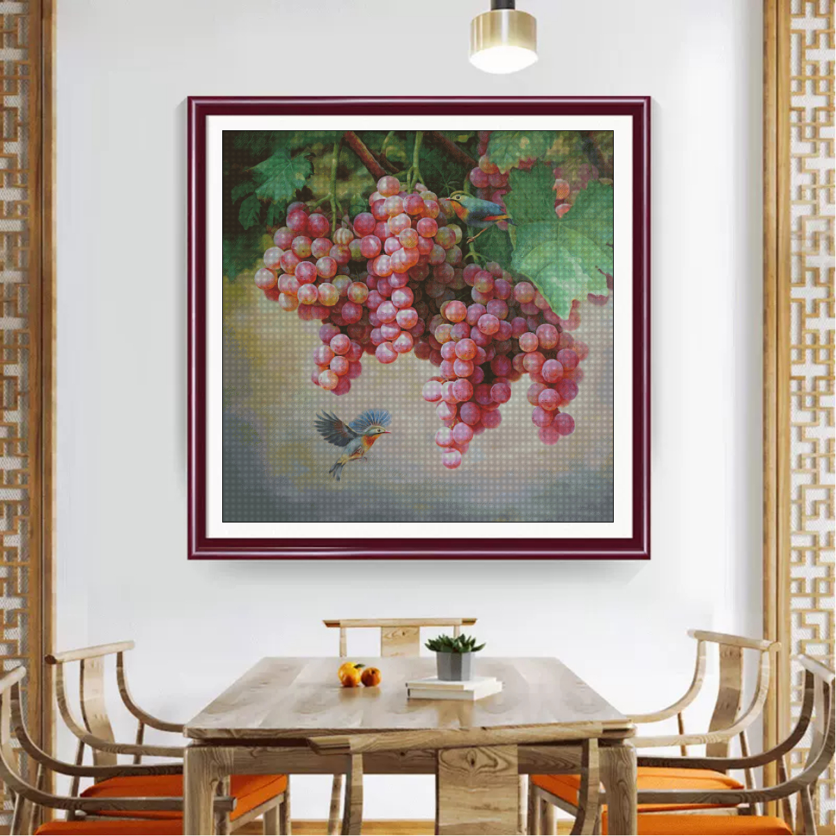 乌克兰原版油画葡萄十字绣高端客厅花卉水果简约现代满印花满绣11
