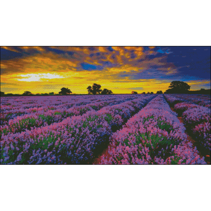 薰衣草庄园小格印花十字绣2022新款绣线绣客厅风景自己绣手工