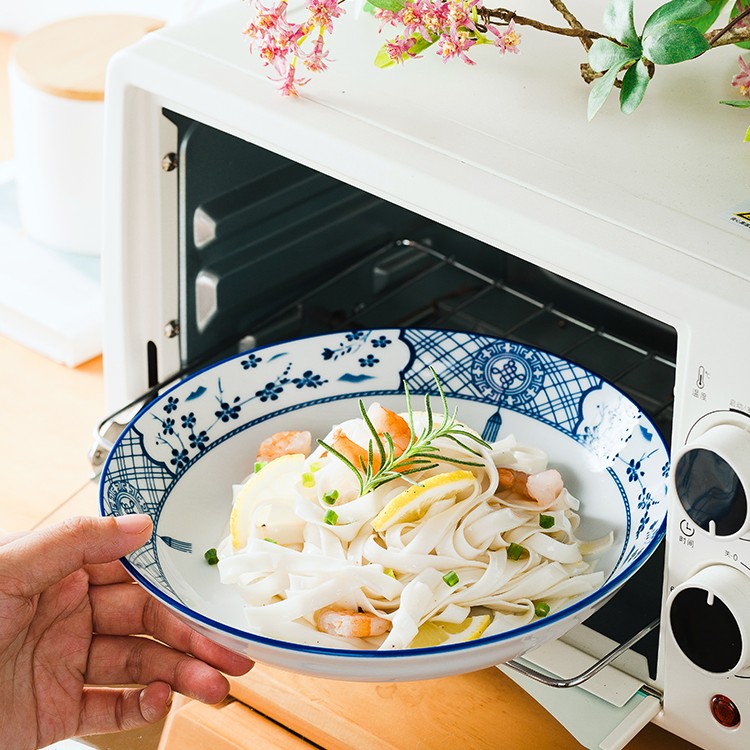 景德镇陶瓷釉下彩日式餐具饭盘菜碟微波炉盘子创意菜盘圆盘深菜盘
