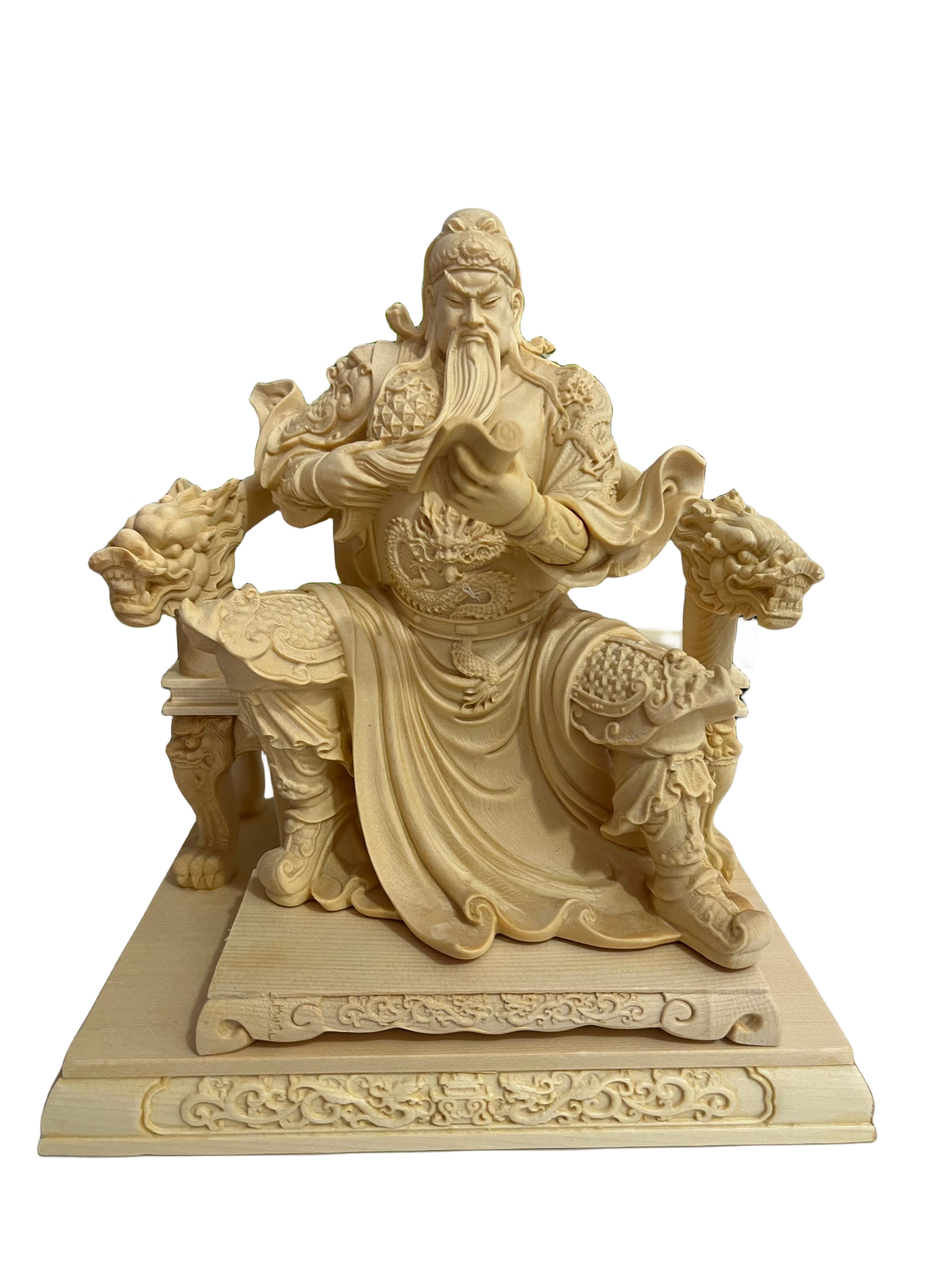 桧木坐款关公实木关公木雕工艺品摆件21/1814