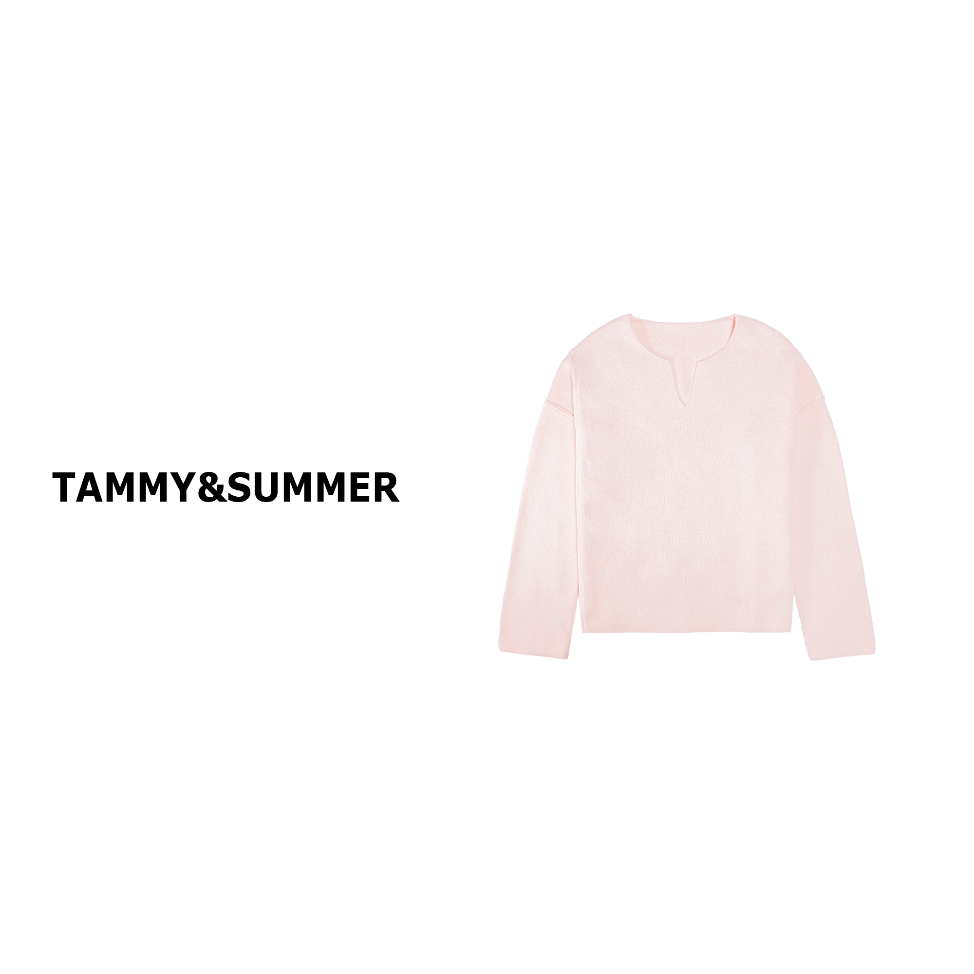 【Tammy&Summer】小V领100羊毛粉色套头衫慵懒百搭羊毛衫3988