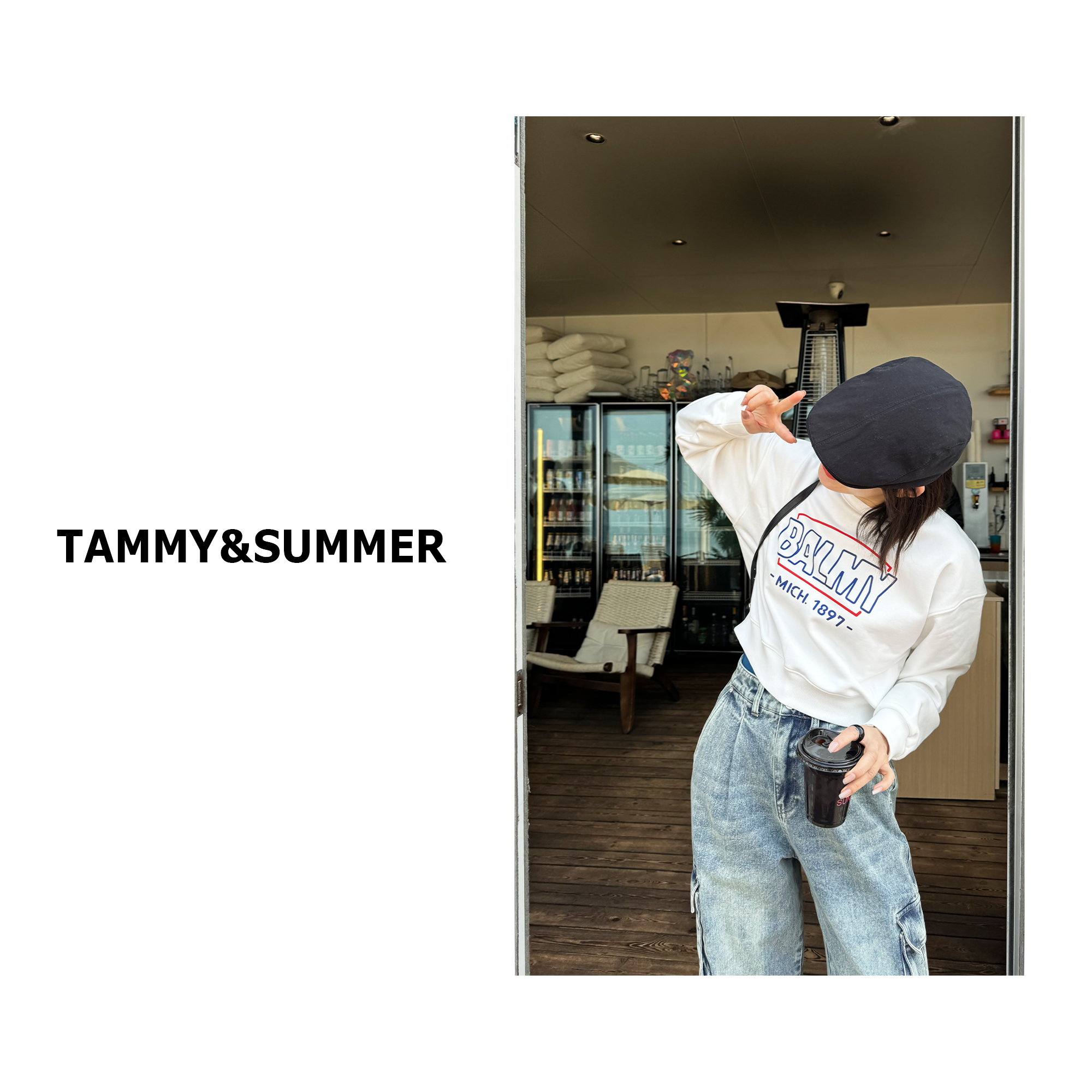 【Tammy&Summer】高品质字母印花休闲短款宽松圆领长袖卫衣24321