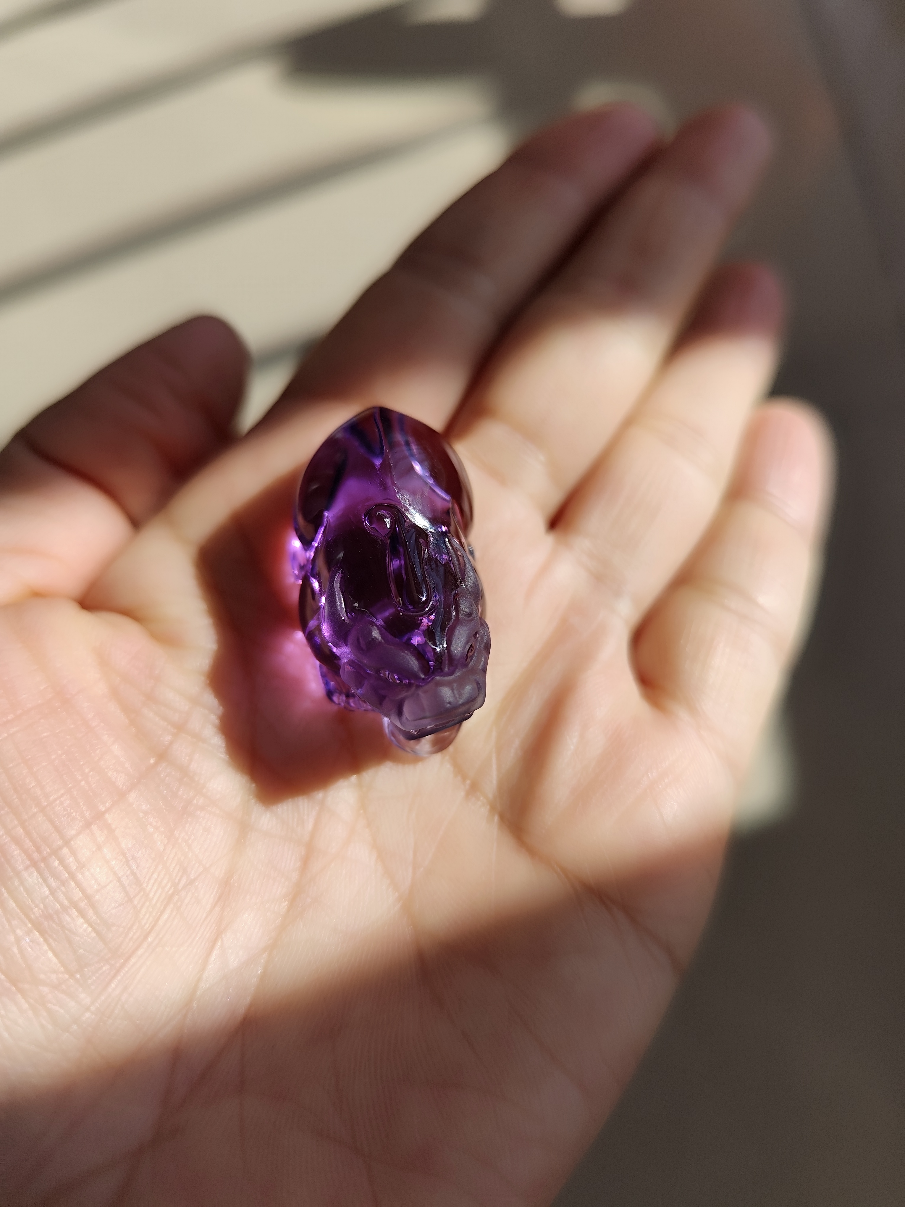 天然紫水晶貔貅吊坠，晶体通透干净